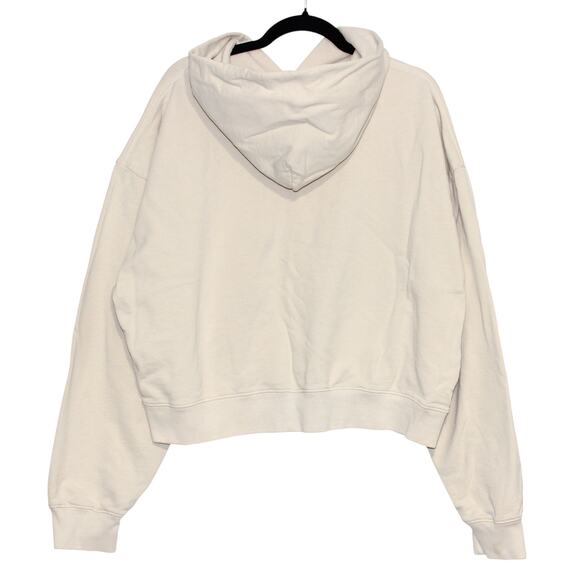 Sporty & Rich Upper East Side Cropped Hoodie Cream Logo Print Size XL - Picture 4 of 8